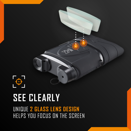 Nightfox Corsac 2 HD Night Vision Binoculars | Extra Large Screen | SEE CLEARLY | UNIQUE 2 GLASS LENS DESIGN | HELPS YOU FOCUS ON THE SCREEN