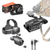Night vision goggles with accessories and packaging on a white background